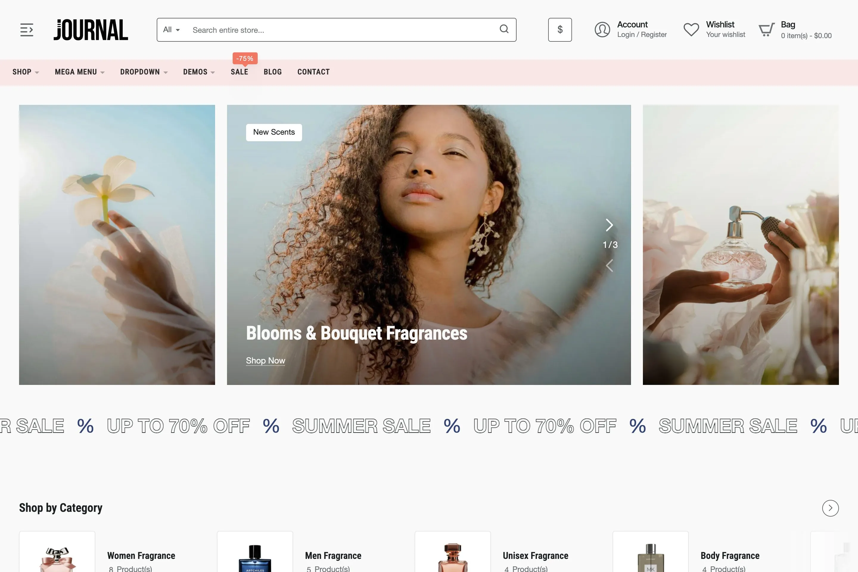 Sample store built with Journal: demo 10, variant 1, Fragrances.