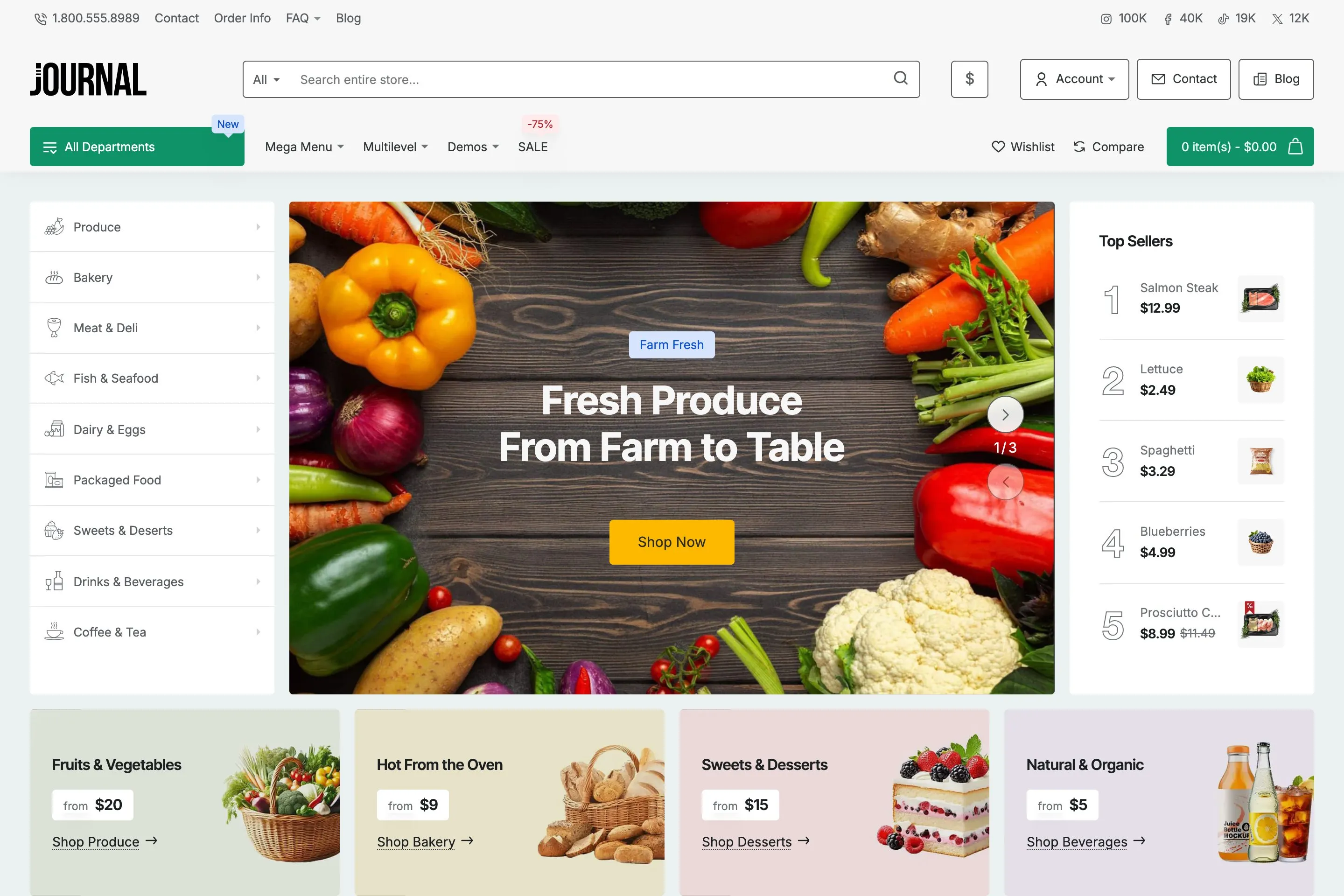 Sample store built with Journal: demo 5, variant 3, Groceries.