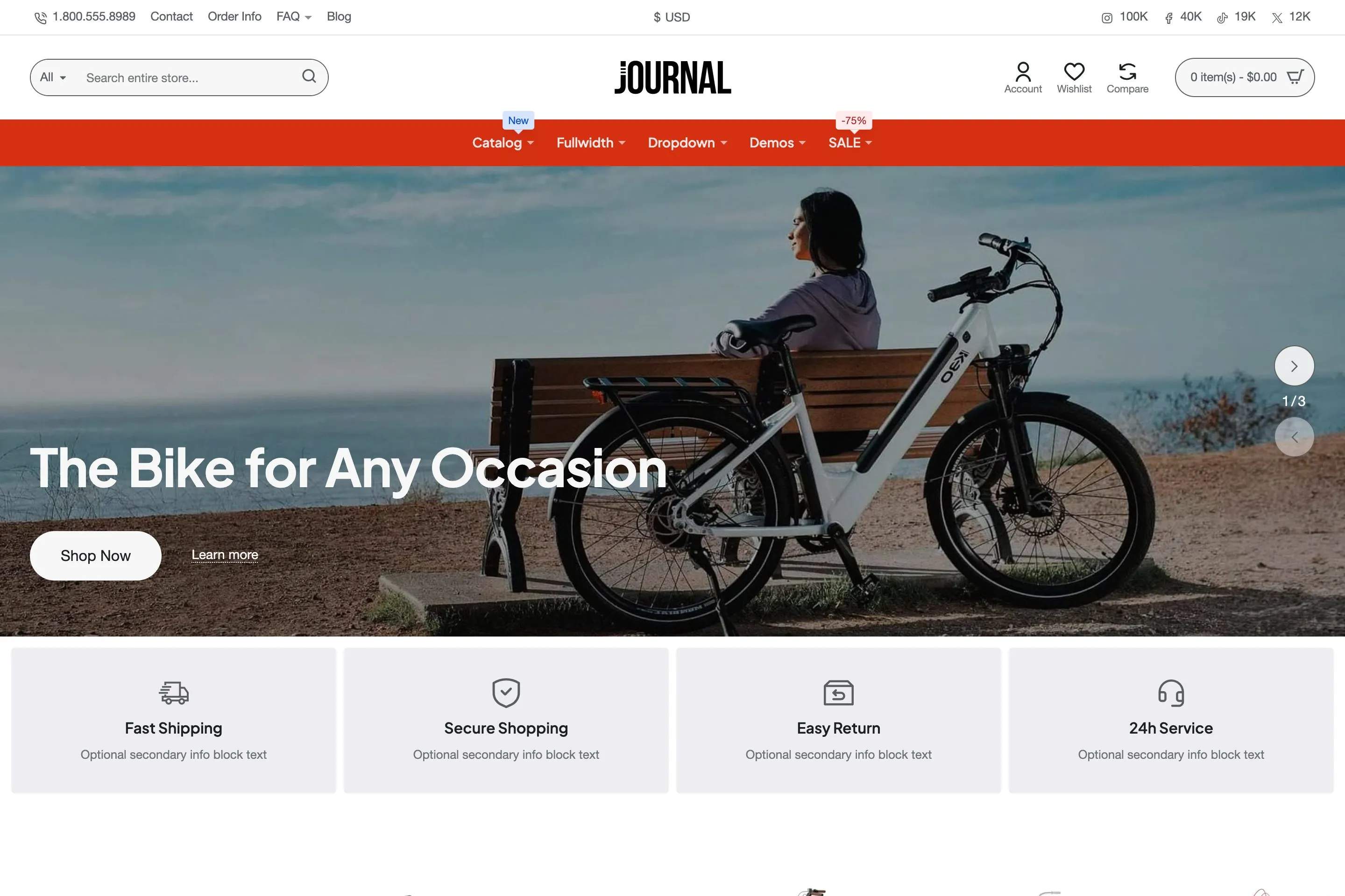 Sample store built with Journal: demo 7, variant 1, Bicycles.
